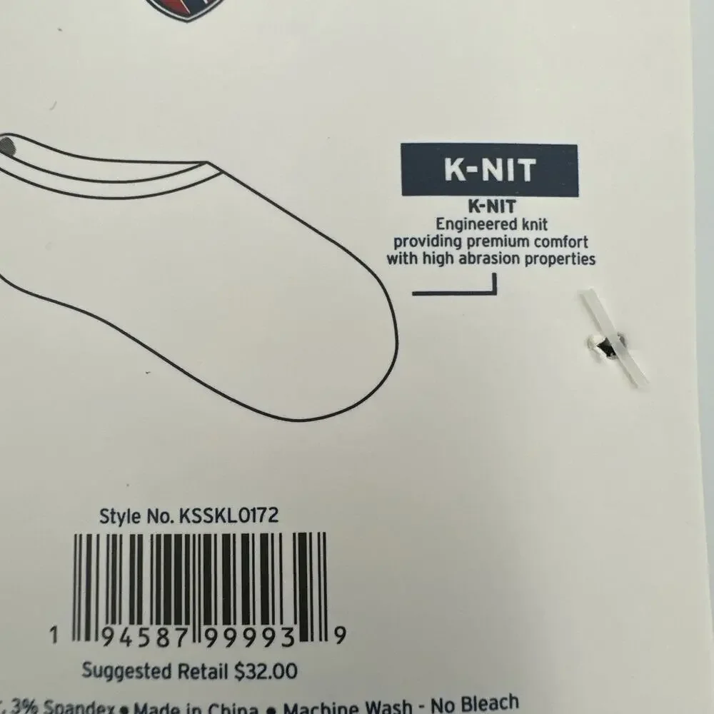 K Swiss Foot Liners Socks Ladies Womens Size 9-11 Silicone Tab No Show 6 PAIRS‎